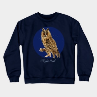 Owl on Branch Night Crewneck Sweatshirt